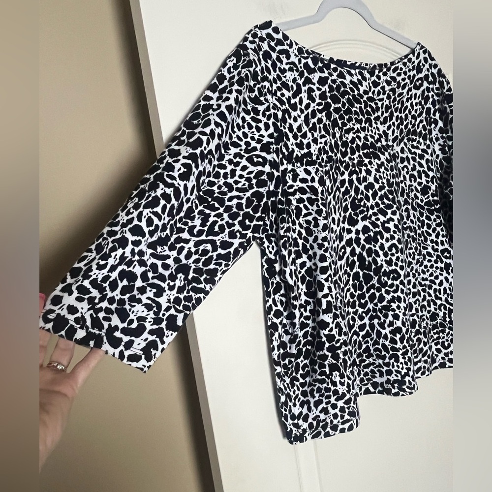 Jones New York Signature Stylish Black and White Leopard Print Women's Top 2X - Picture 4 of 13